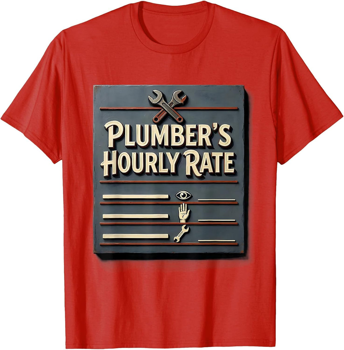 Men's Plumber's Hourly Rate Funny Tradesman Humor Gift T-Shirt - Red