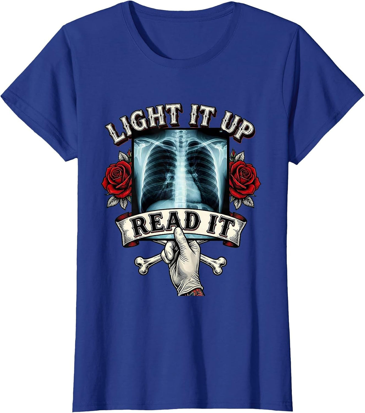 Women's Light It Up Read It Radiology Design T-Shirt - Royal Blue