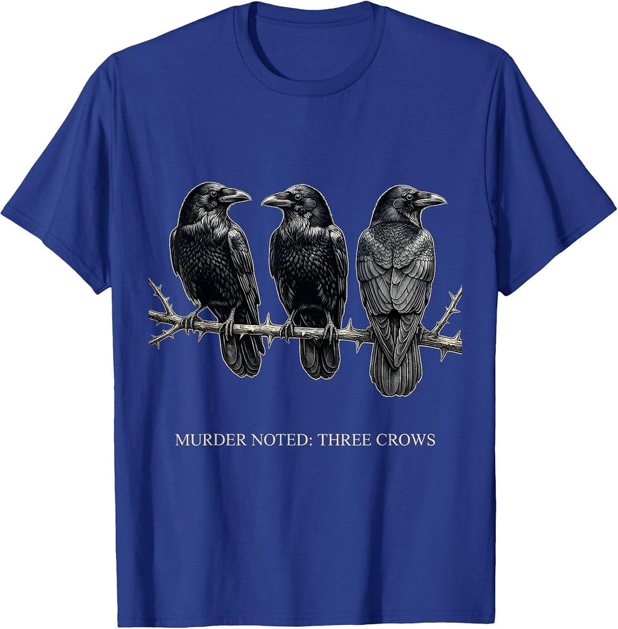 Murder Noted Three Crows Dark Humor Gothic Bird Lover T-Shirt - Royal Blue
