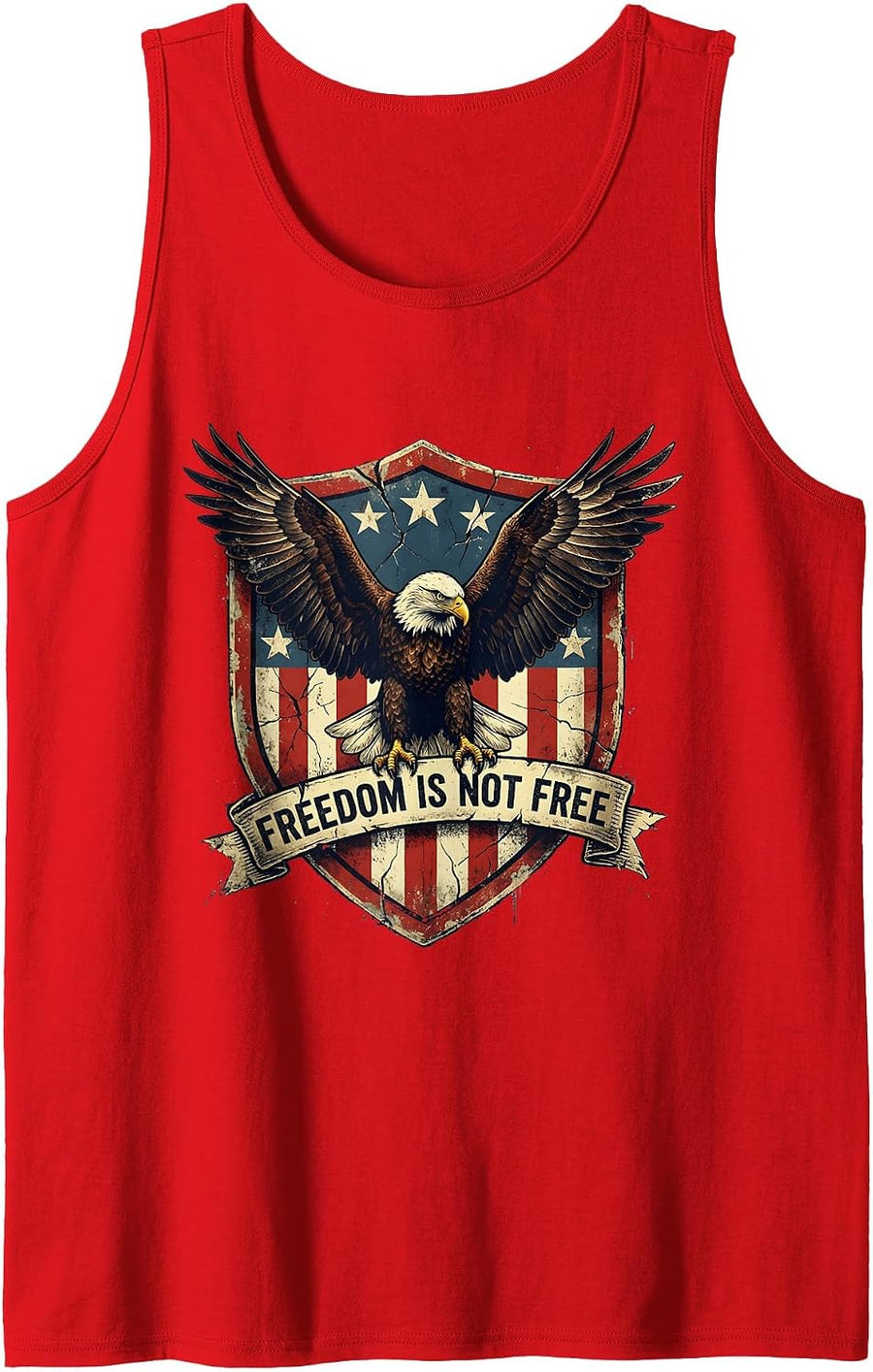 Freedom Is Not Free Fourth of July Men's Design Tank Top - Red