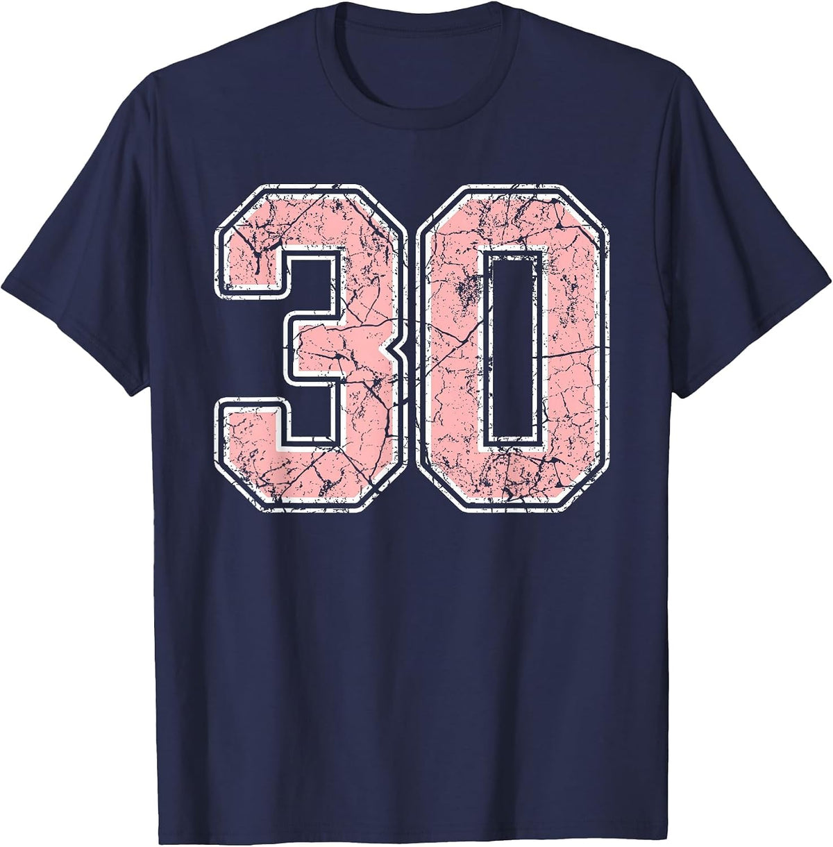 Pink and White Number 30 Jersey Player Uniform #30 Fan T-Shirt - Navy Blue