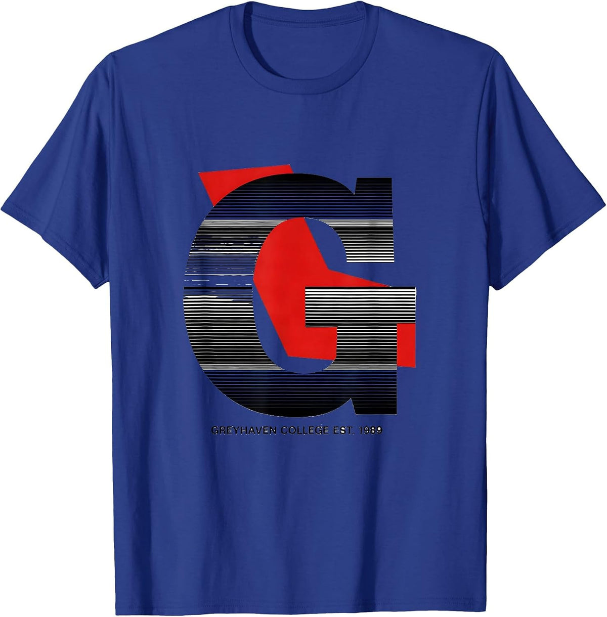 Greyhaven College Est. 1989 Retro Collegiate Arch Vintage T-Shirt - Royal Blue