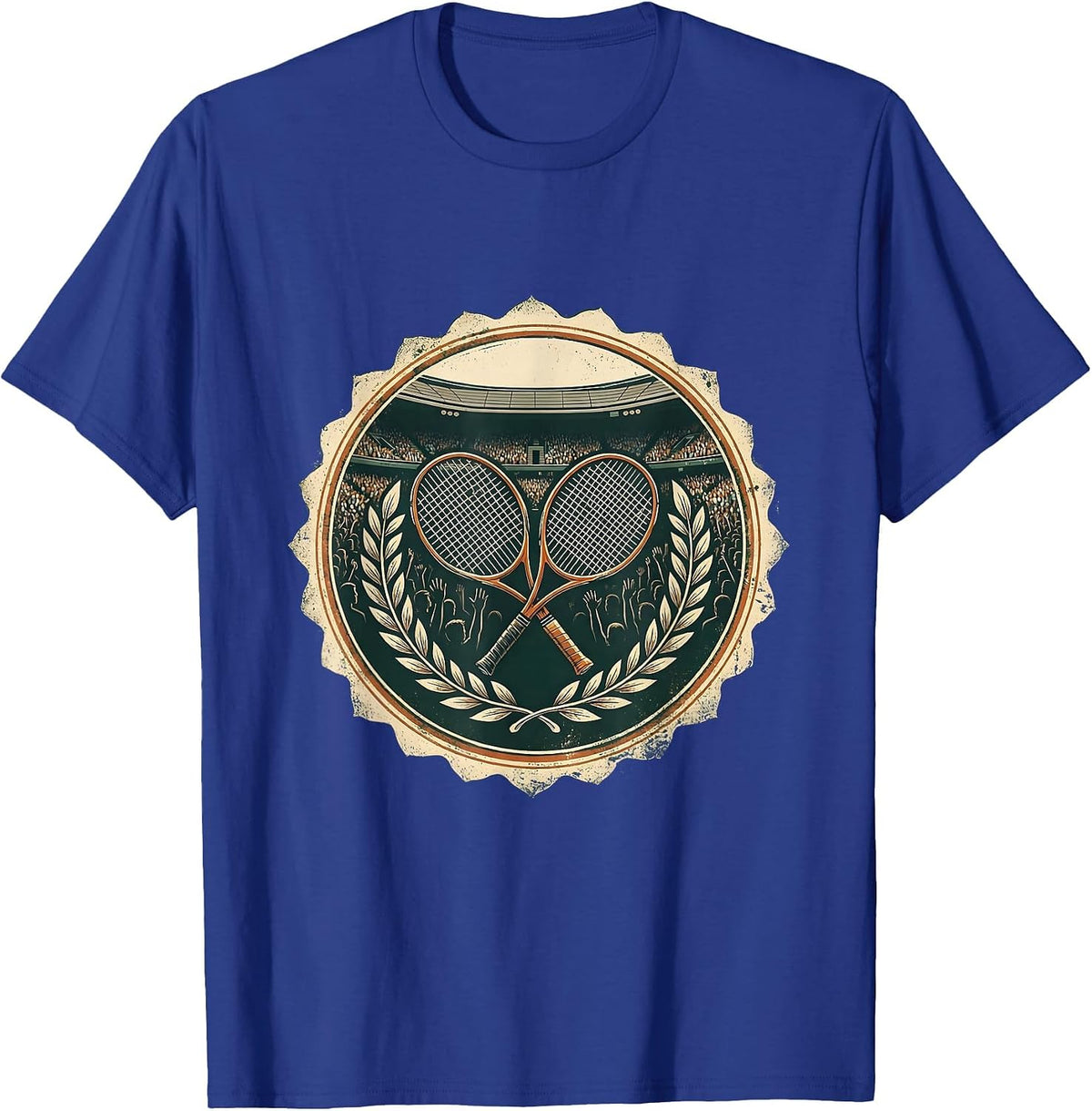 Grand Slam Stadium Tennis Crowd Illustration T-Shirt - Royal Blue