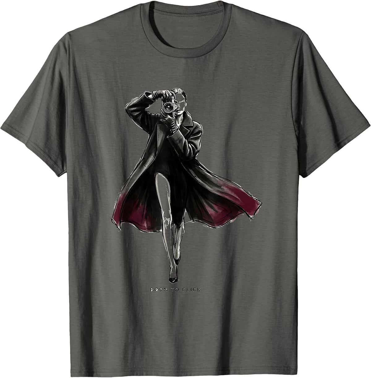 Men's Born to Click Photography Lover Design T-Shirt - Asphalt Grey