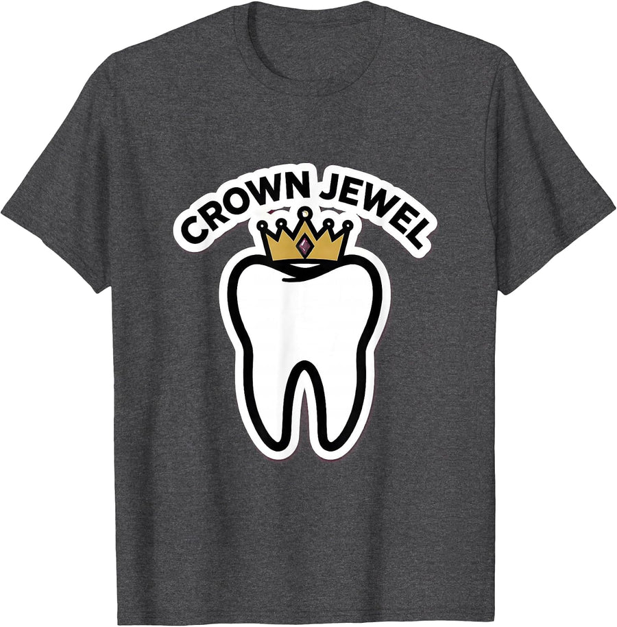 Men's Crown Jewel Funny Dental Hygienist Dental Assistant Humor T-Shirt - Dark Heather Grey
