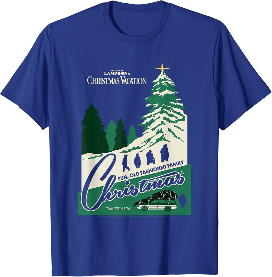 Christmas Vacation Fun Old Fashioned Postcard Holiday Movie T-Shirt - Royal Blue
