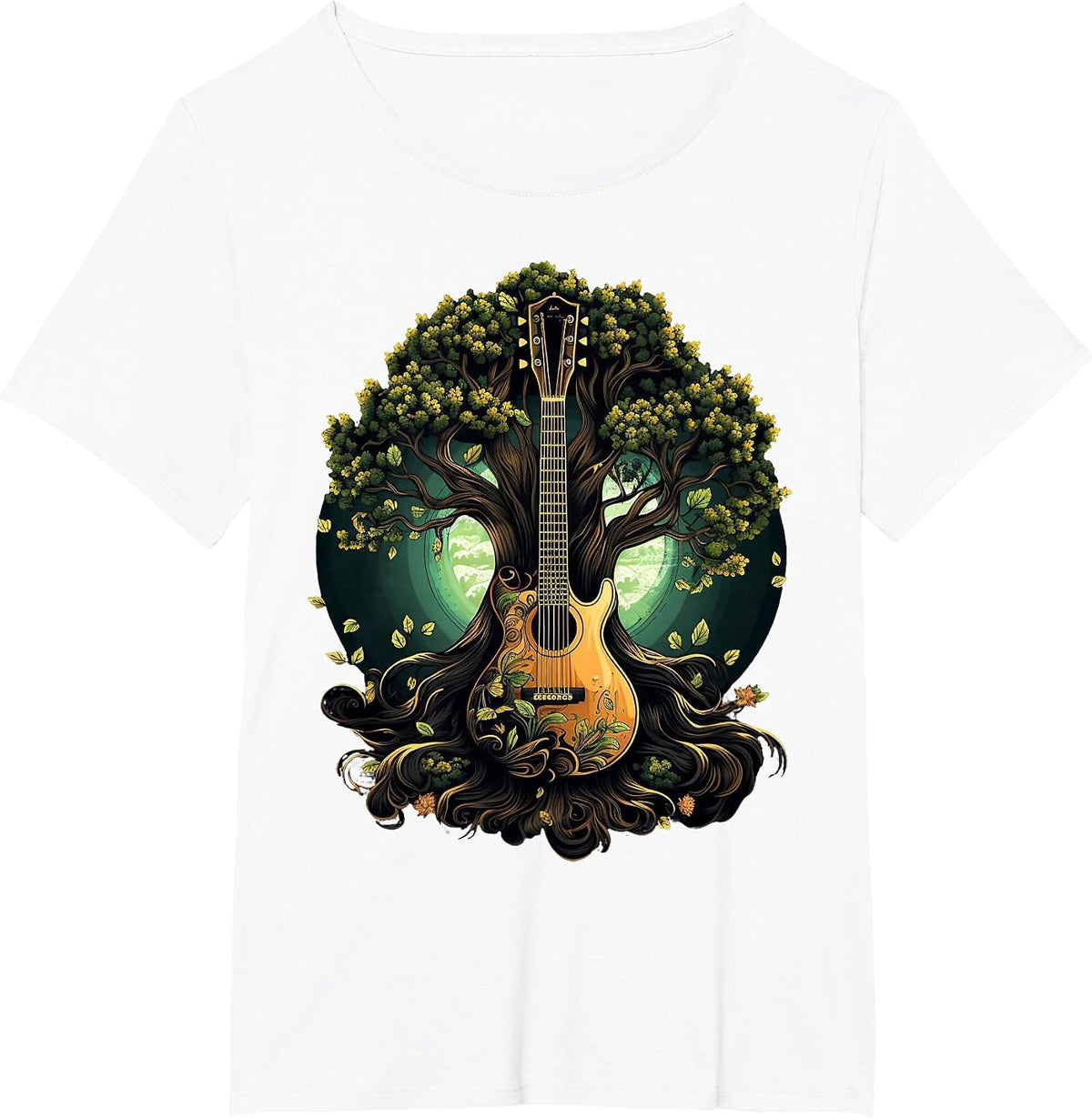 Acoustic Guitar Tree of Life T-Shirt - White