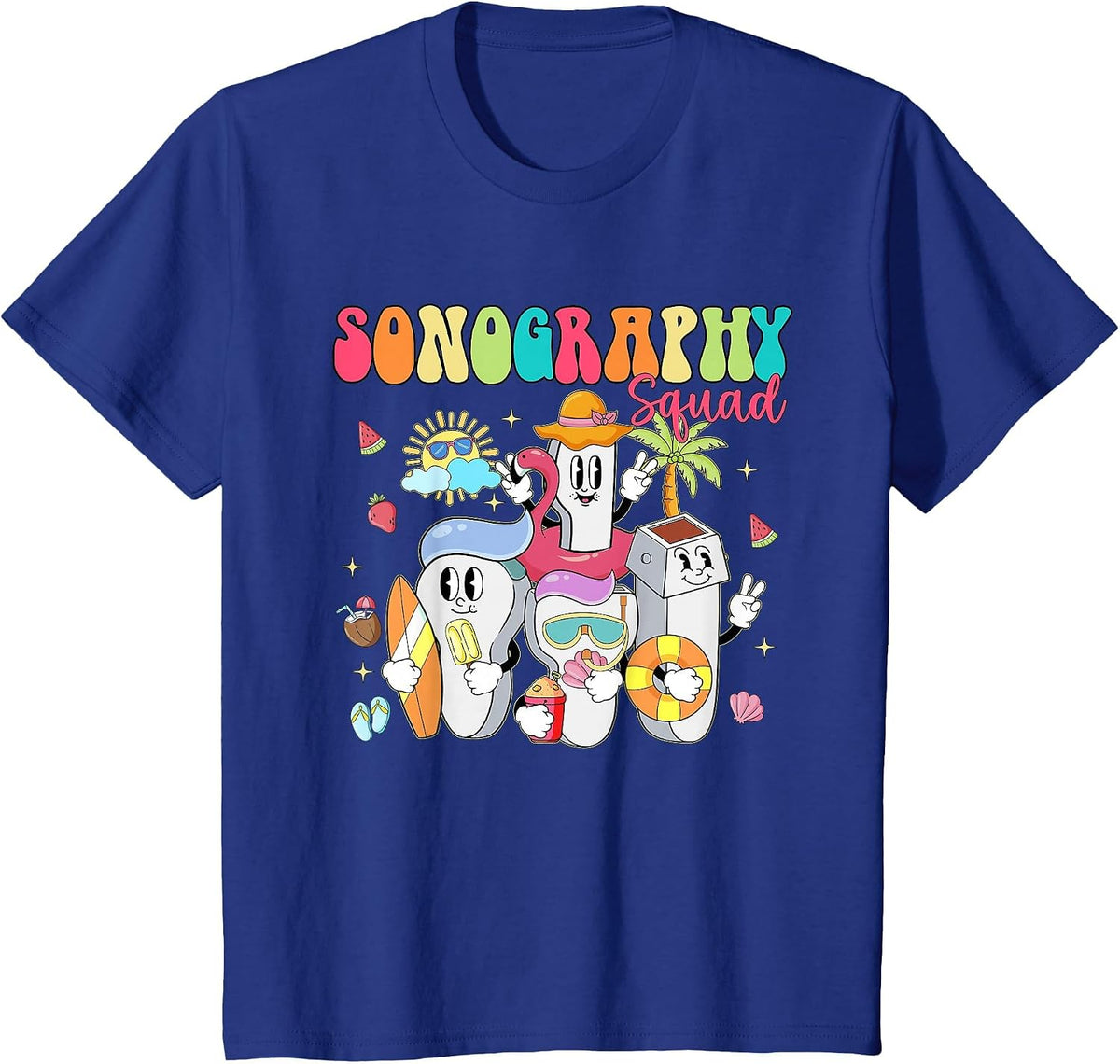 Sonography Squad Summer Vibe Float Ultrasound Tech T-Shirt - Royal Blue