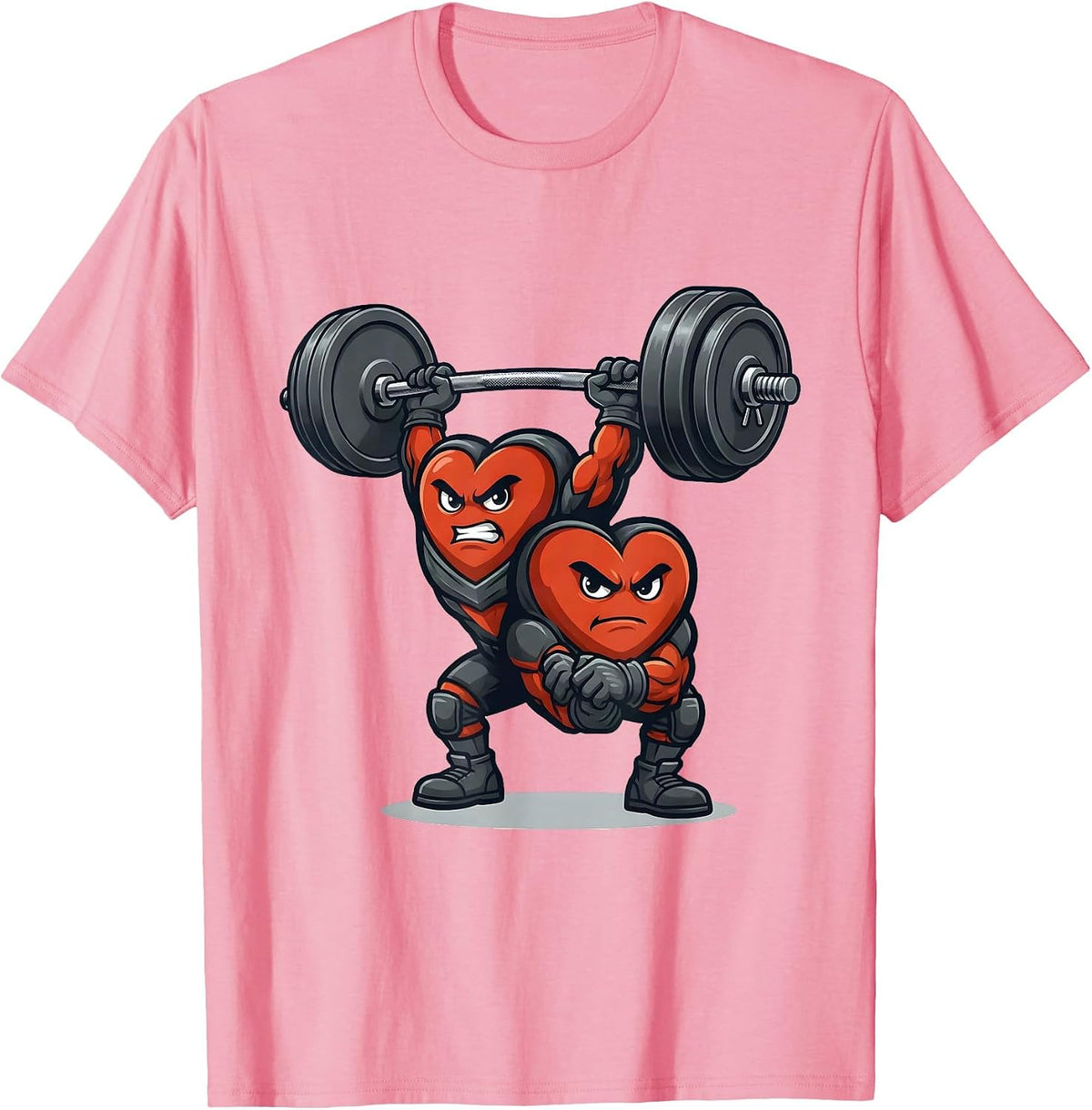 Men's Heart Mascot Gym Humor Valentine's Day Weightlifting T-Shirt - Pink