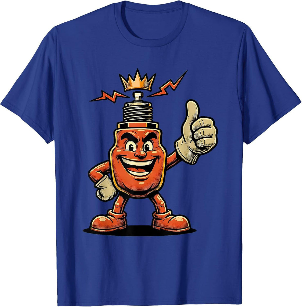 Gloved Fist Spark Plug Electric Arc Graphic T-Shirt - Royal Blue