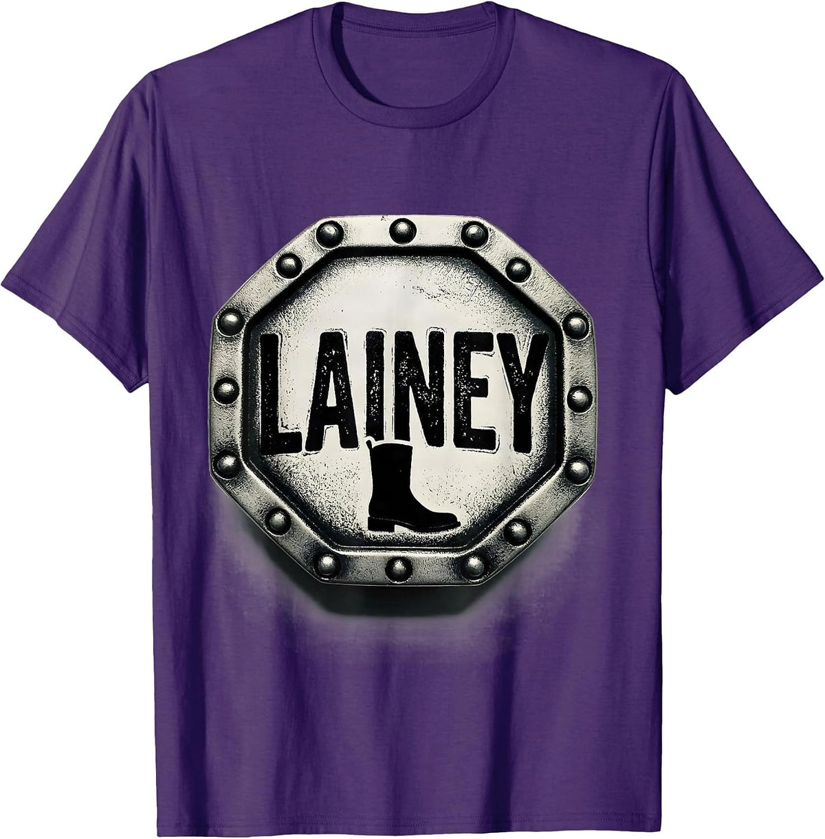 Lainey Rubber Stamp Western Cowgirl Name Gift for Girls T-Shirt - Purple