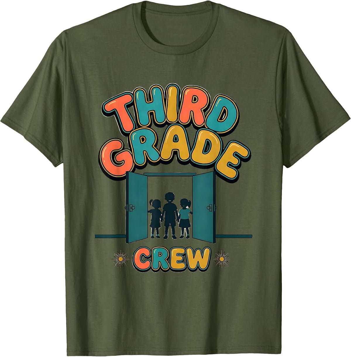 Men's Third Grade Crew Funny Teacher First Day Of School Gift T-Shirt - Olive Green