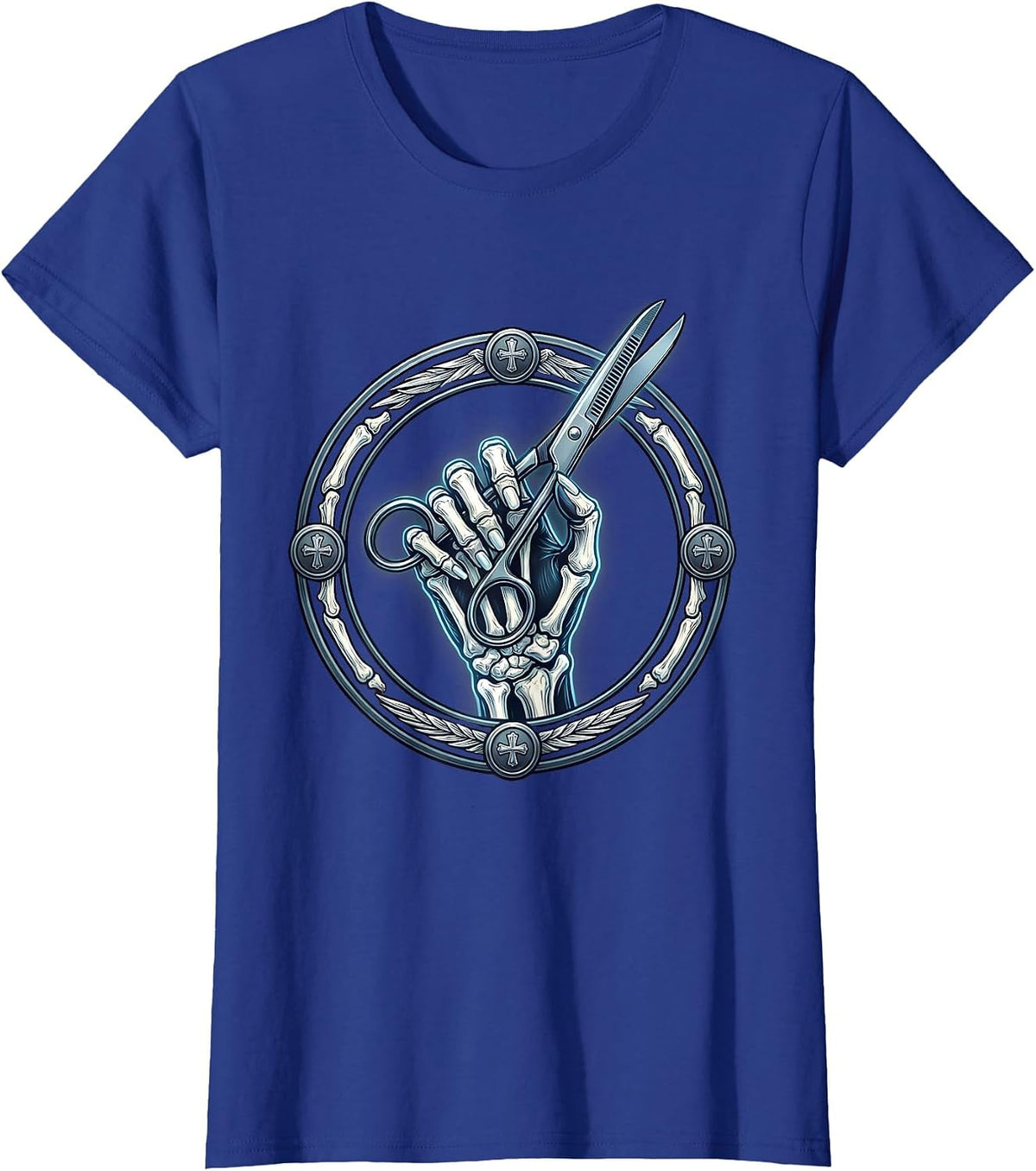 Women's X-Ray Hand Surgical Scissors Medical Assistant T-Shirt - Royal Blue