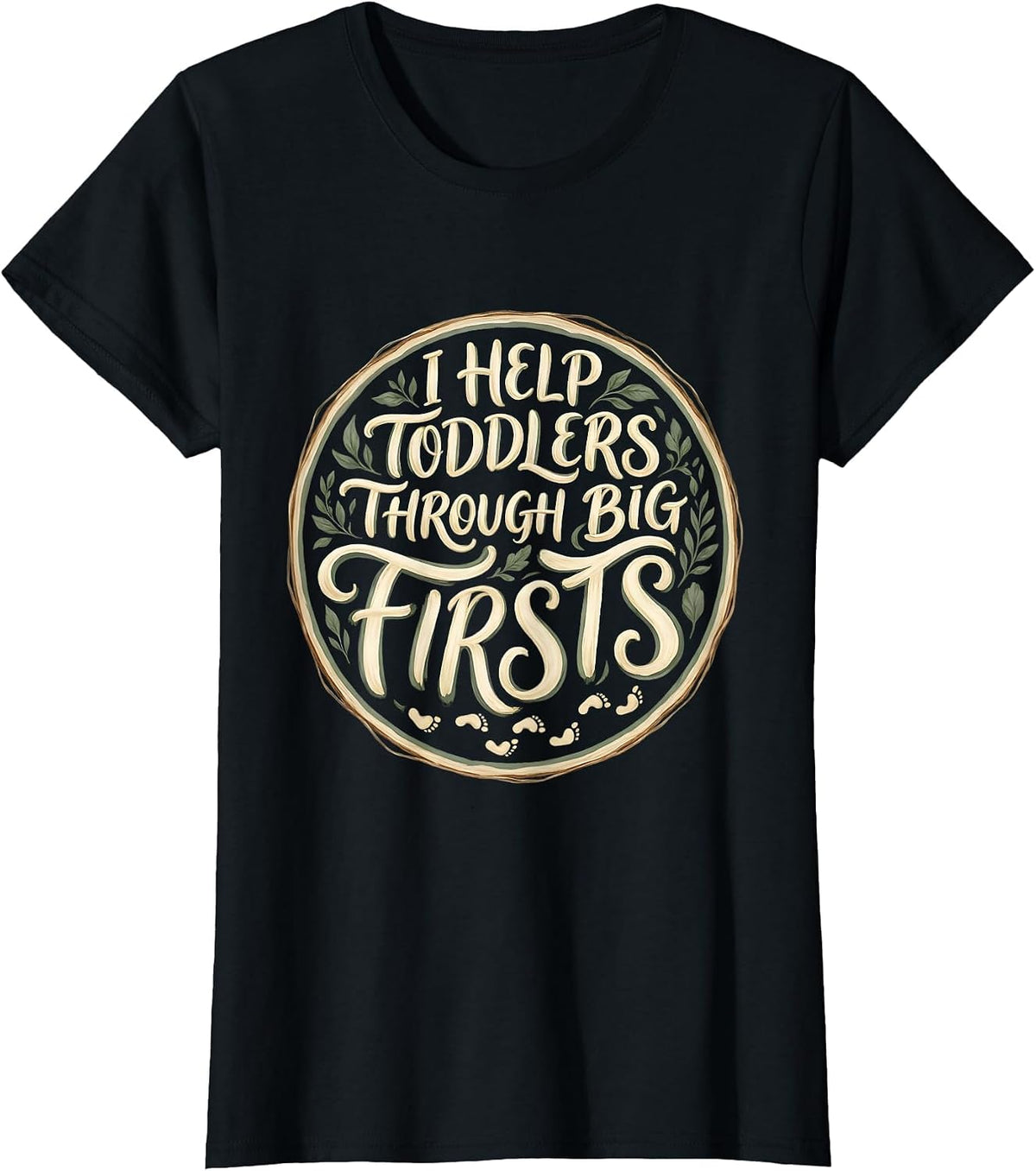 I Help Toddlers Through Big Firsts Boho Preschool Teacher T-Shirt - Black