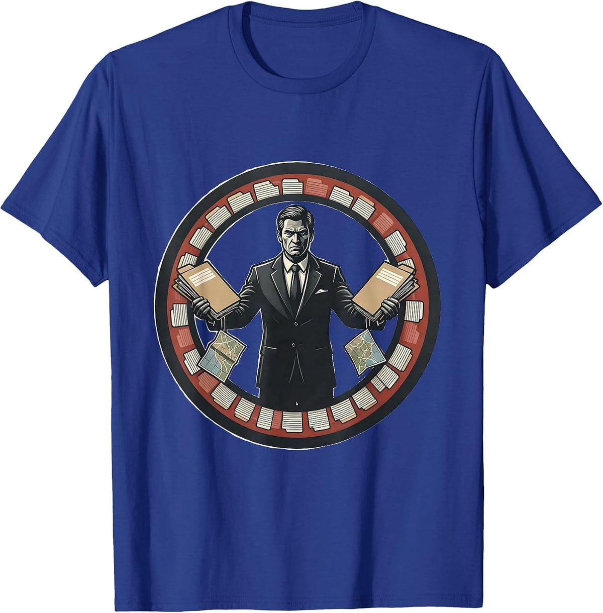 Men's Teacher Badge Stencil Graphic History Humor T-Shirt - Royal Blue
