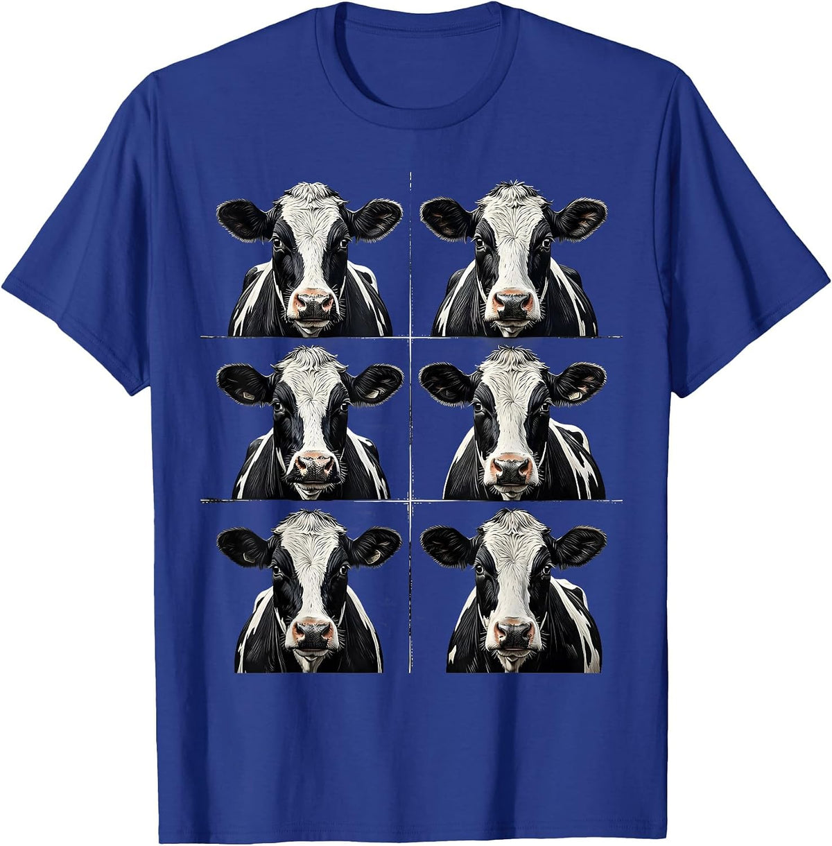 Men's Holstein Cow Portrait Funny Farm Animal Humor T-Shirt - Royal Blue