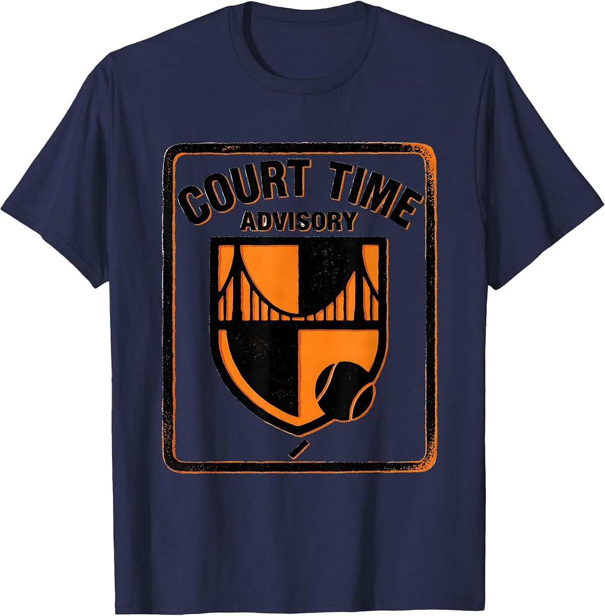 Court Time Advisory Funny Tennis Player Humor T-Shirt - Navy Blue
