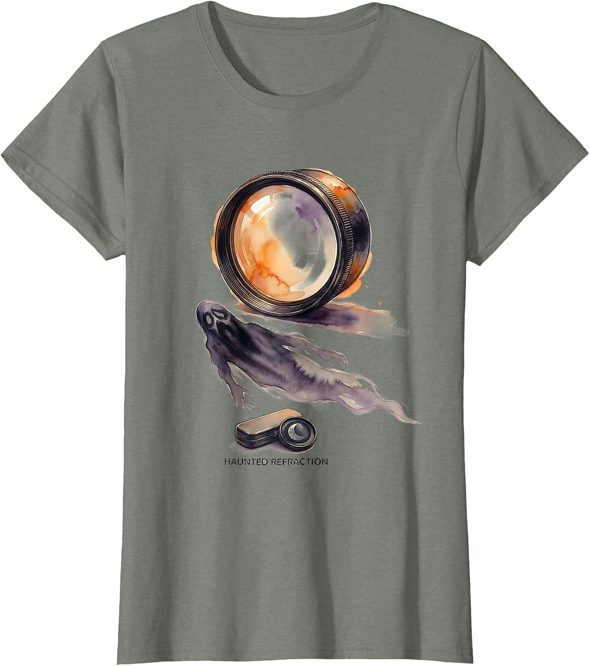 Haunted Refraction Watercolor Halloween Optometrist Eye T-Shirt - Olive Heather