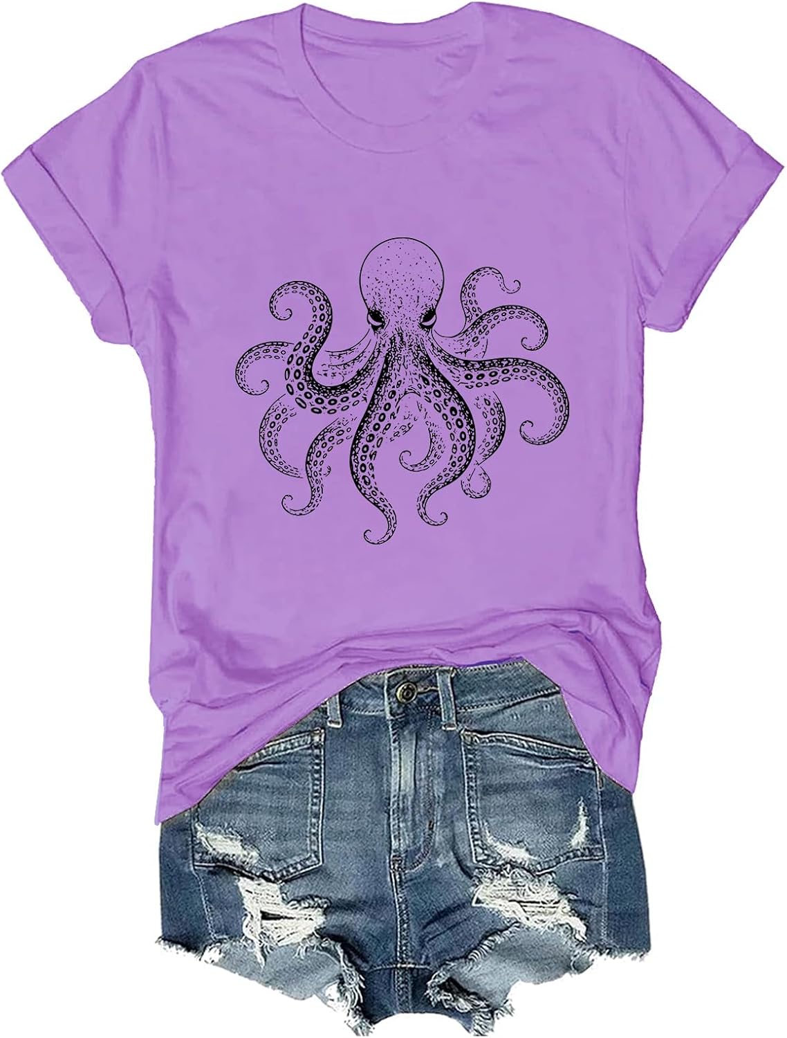 Octopus Shirt Octopus Lover T-Shirt Sea Animals Tee - Purple