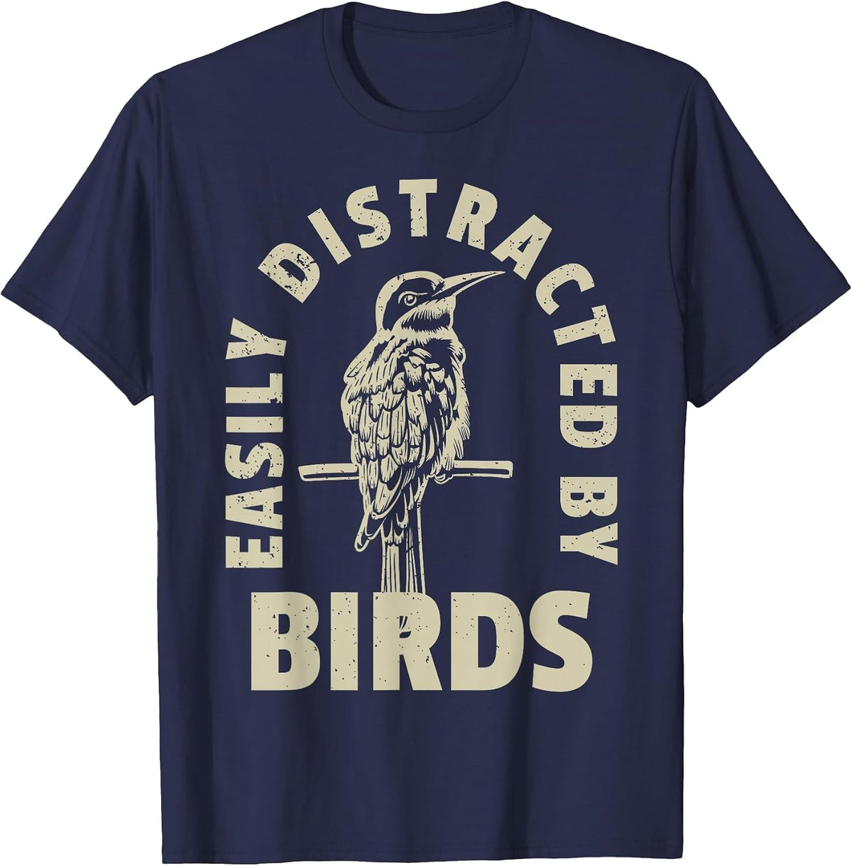 Easily Distracted By Birds T-Shirt - Navy Blue