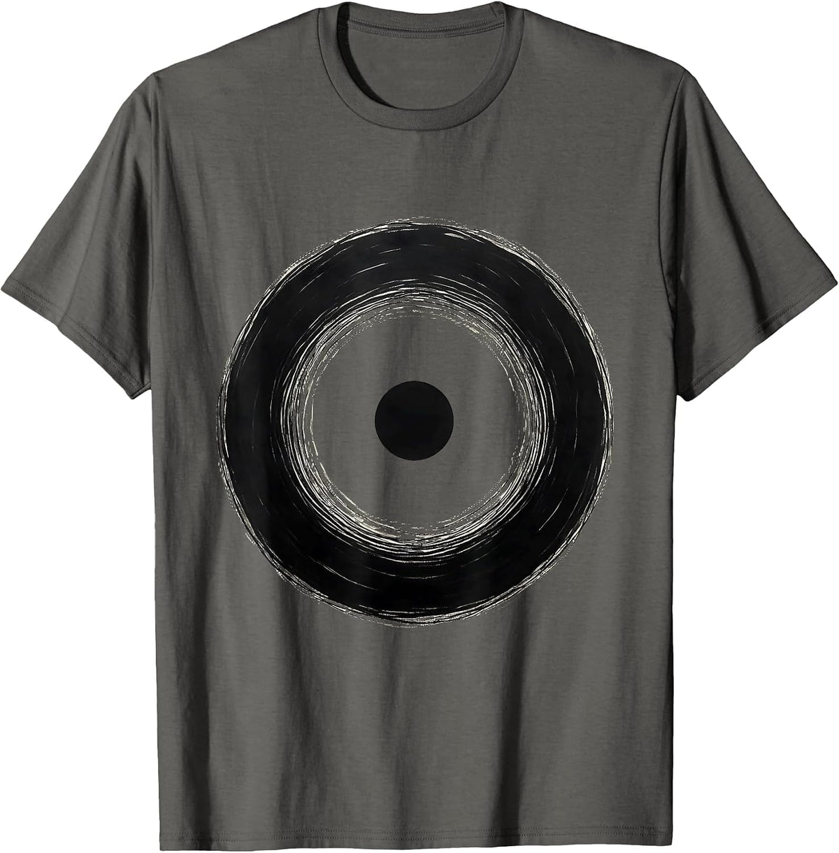 Zen Circle Brushstroke Dot Minimalist Art T-Shirt - Asphalt Grey