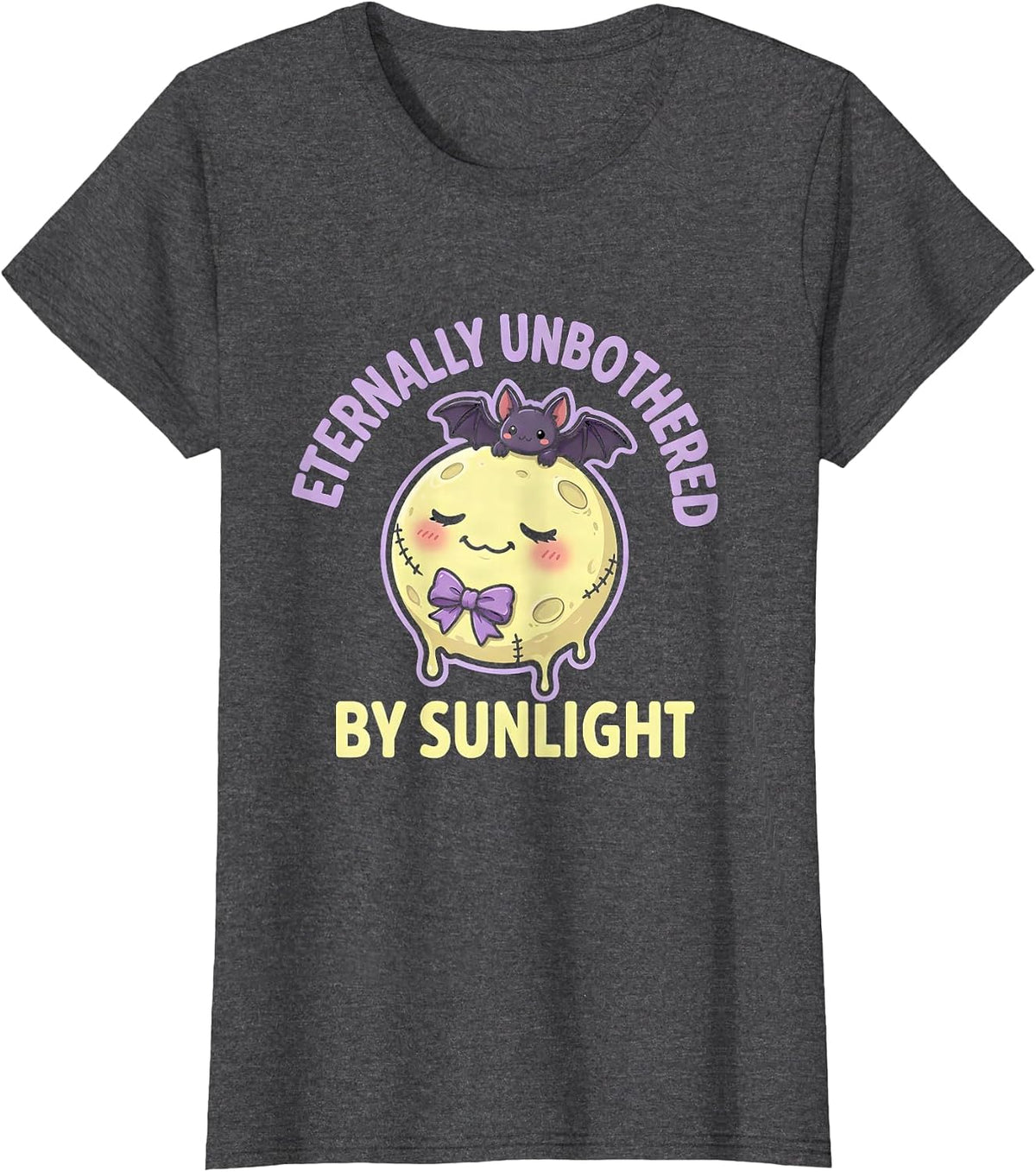 Women's Eternally Unbothered By Sunlight Goth Design T-Shirt - Dark Heather Grey