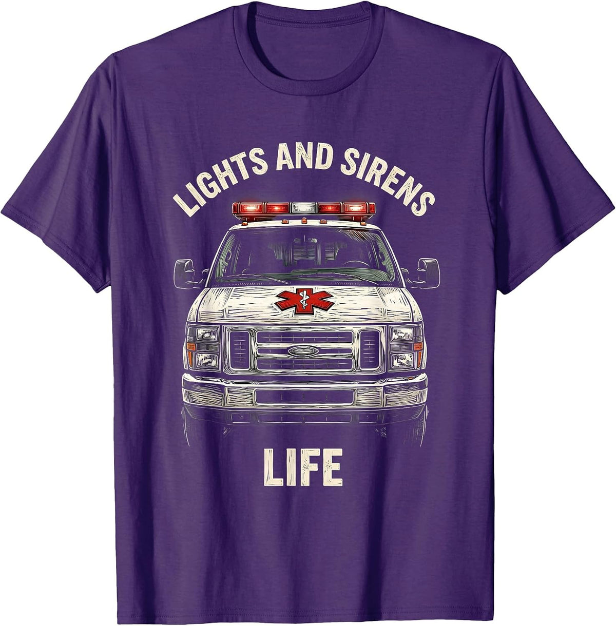 Men's Lights and Sirens Life EMT Graphic Design T-Shirt - Purple