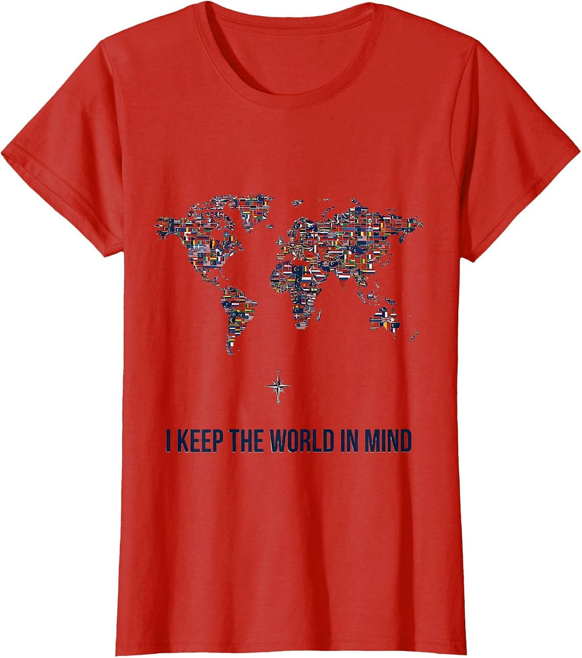 I Keep The World In Mind Minimalist Geography Teacher Travel T-Shirt - Red