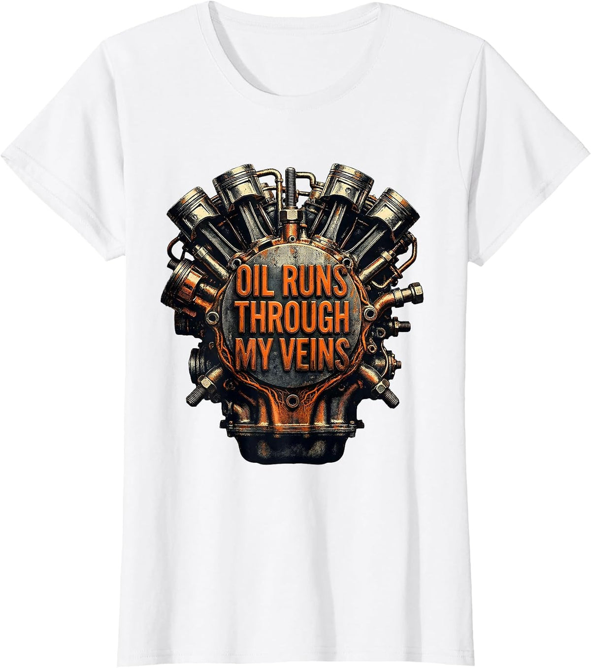 Women's Oil Runs Through My Veins Petroleum Design T-Shirt - White