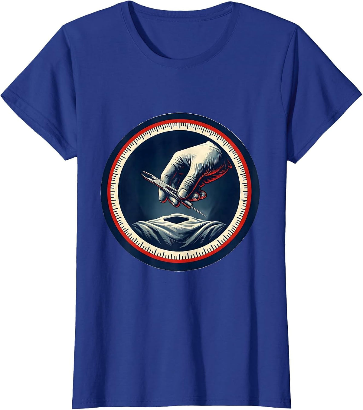 Women's Surgical Tech Emblem Medical Scrub Tech Pride T-Shirt - Royal Blue