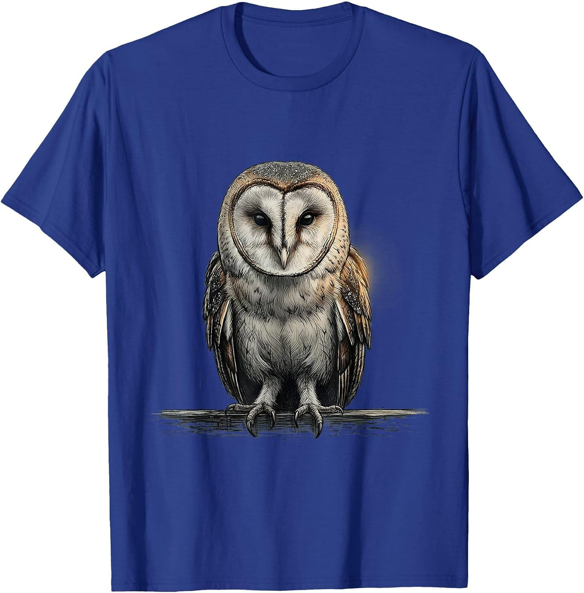Men's Barn Owl Monochrome Bird Lover Vintage Nature Illustration T-Shirt - Royal Blue