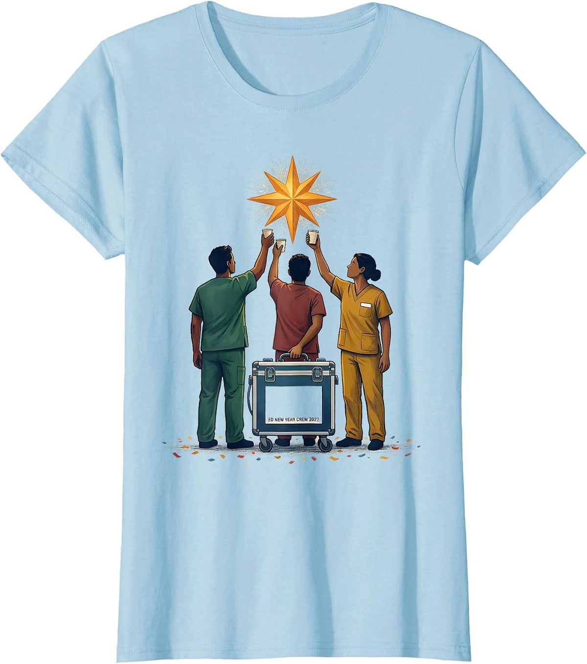 Women's ED New Year Crew 2027 Funny Nurse Crew New Years Eve Party T-Shirt - Baby Blue