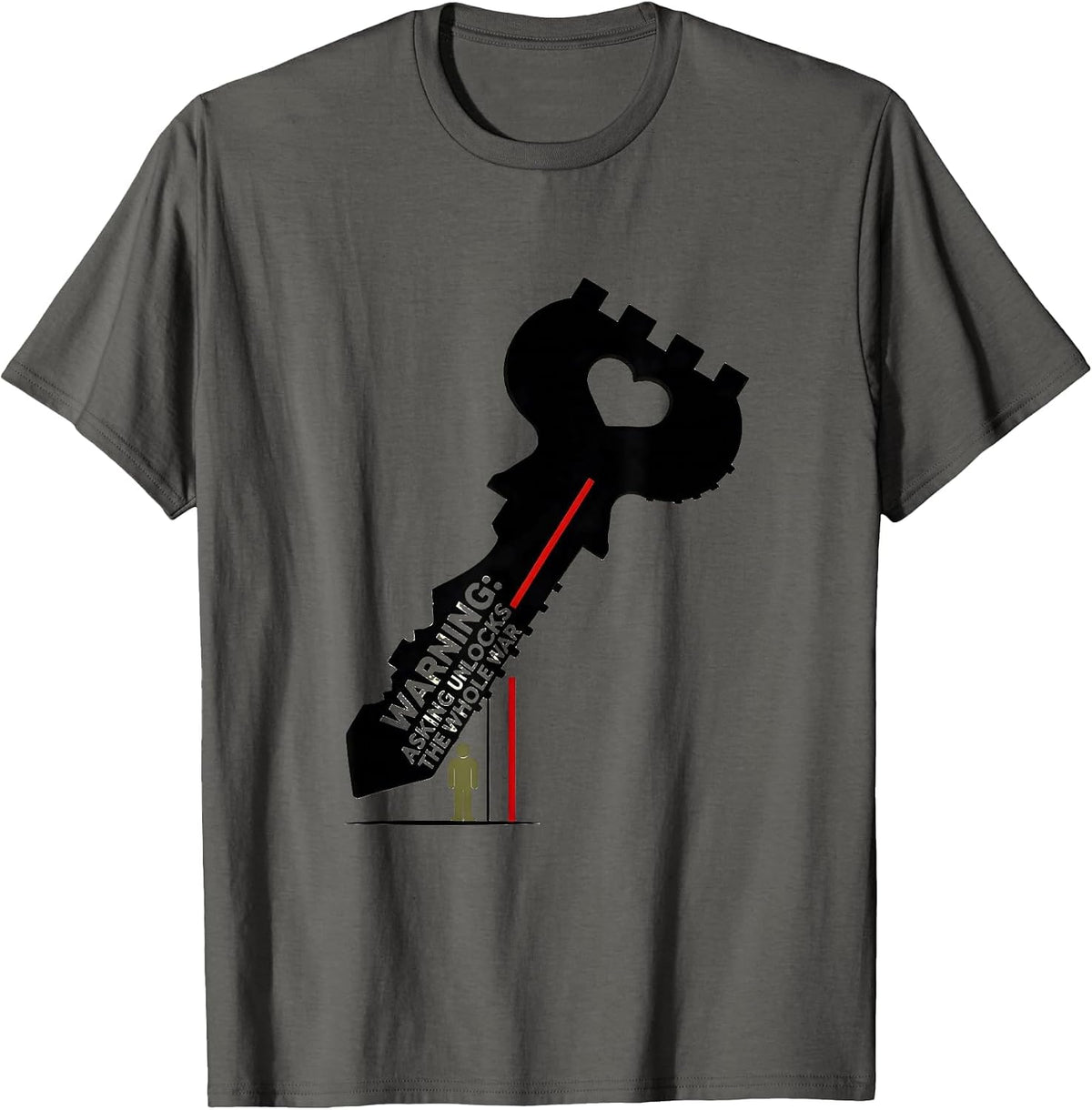 Warning: Asking Unlocks The Whole War Funny History Teacher T-Shirt - Asphalt Grey