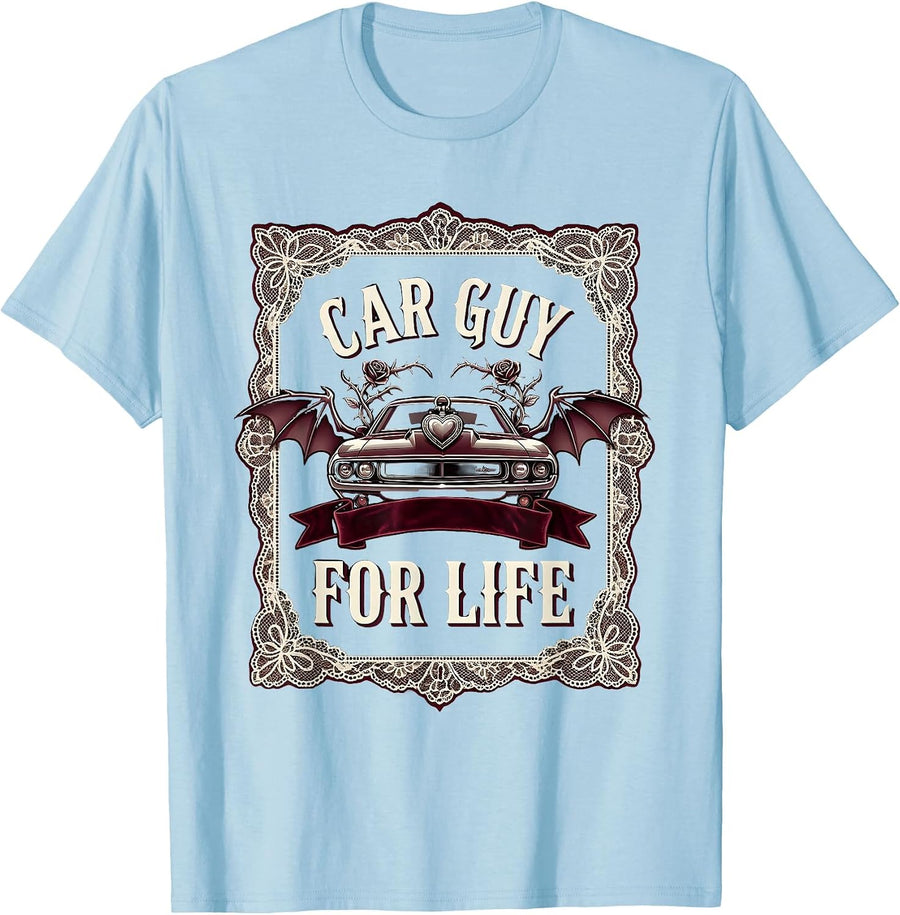Men's Car Guy For Life Automotive Enthusiast Design T-Shirt - Baby Blue