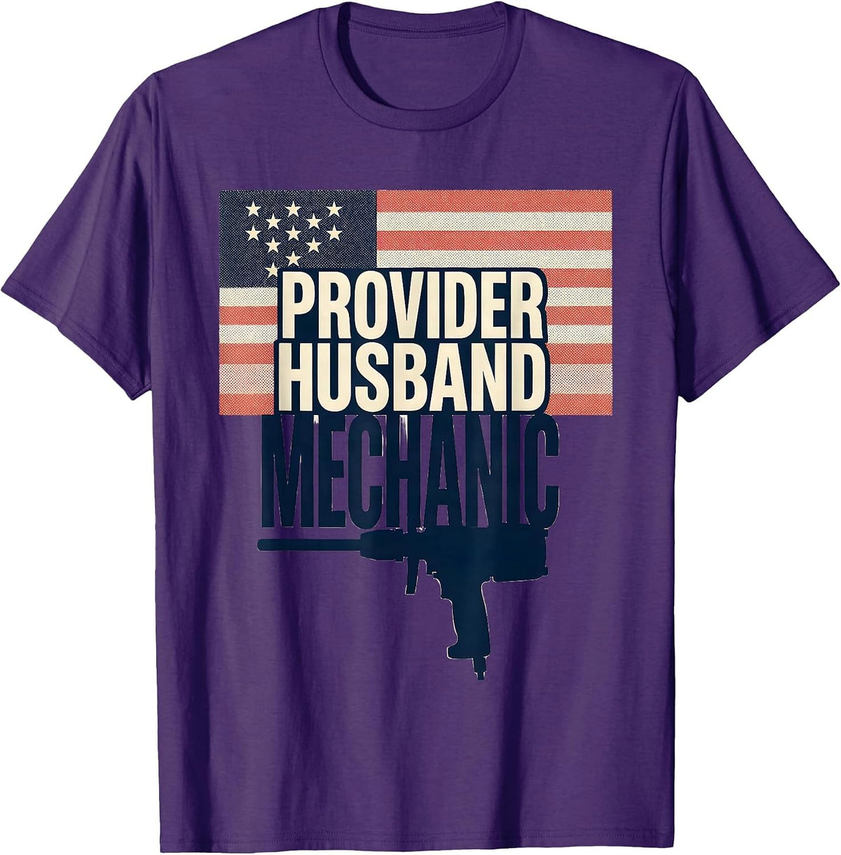 Men's Provider Husband Mechanic Patriotic American Flag Gift T-Shirt - Purple