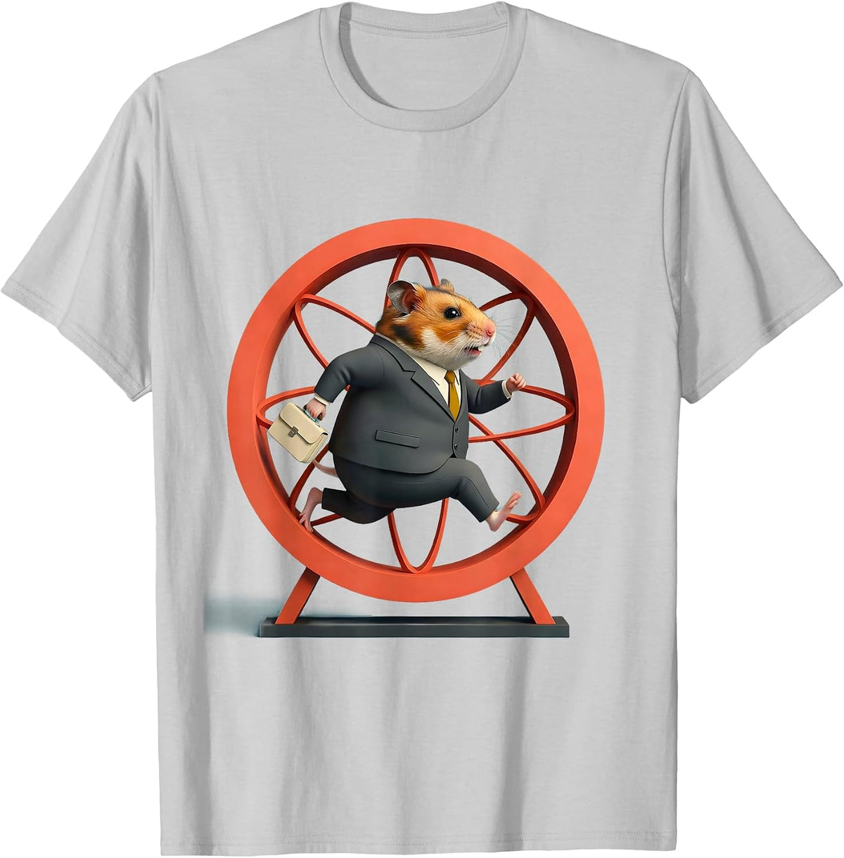 Men's Hamster In A Wheel Business Suit Funny Work T-Shirt - Silver Grey
