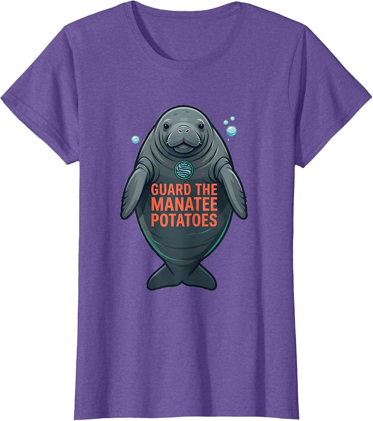 Women's Guard The Manatee Potatoes Funny Manatee Lover Crystal River T-Shirt - Purple Heather