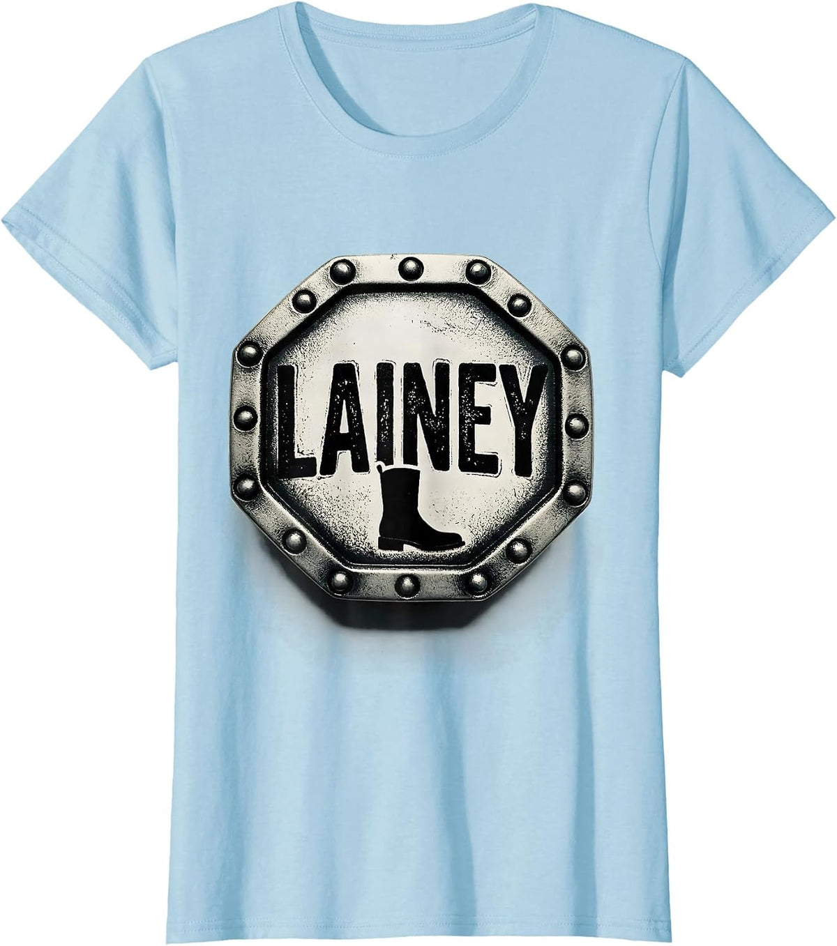 Lainey Rubber Stamp Western Cowgirl Name Gift for Girls T-Shirt - Baby Blue