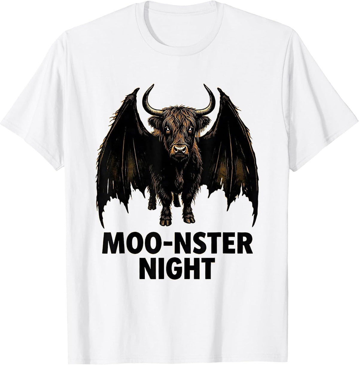 Men's Moo-nster Night Whimsical Highland Cow Halloween Costume T-Shirt - White