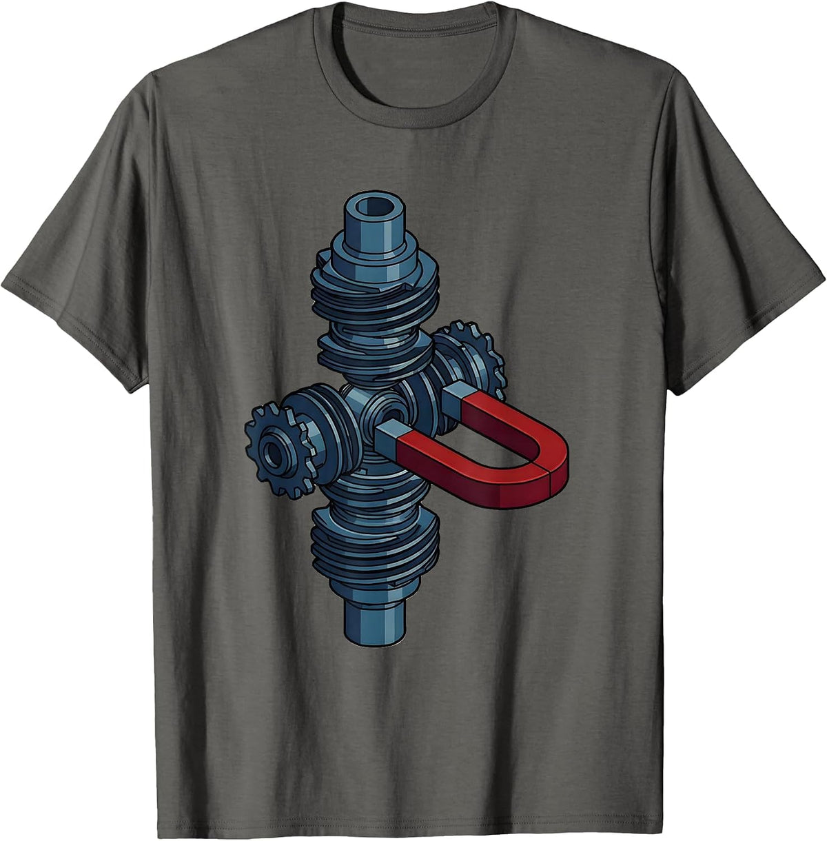 Men's Valley Forge Automotive Crankshaft Magnet Graphic T-Shirt - Asphalt Grey