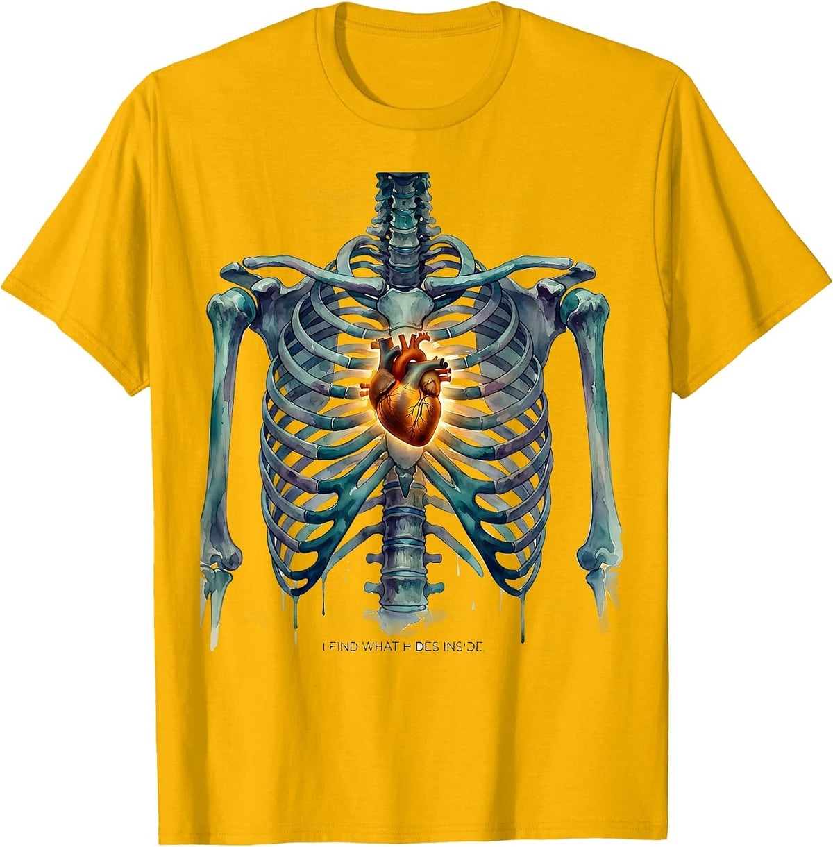 I Find What Hides Inside Radiology Design T-Shirt - Golden Yellow