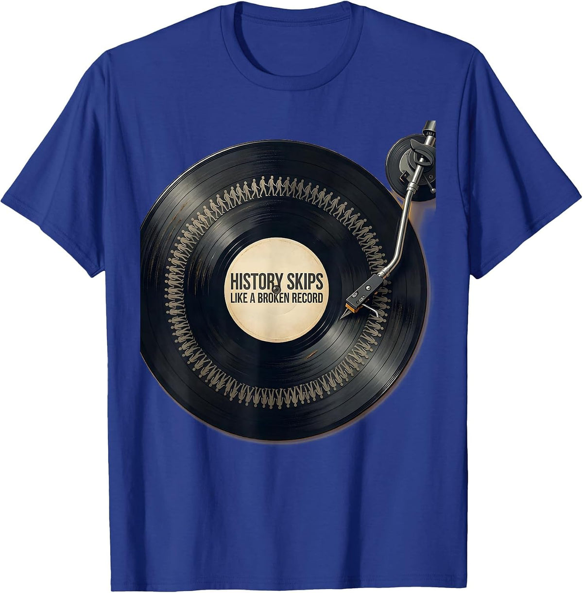 Men's History Skips Like A Broken Record Funny History Teacher T-Shirt - Royal Blue