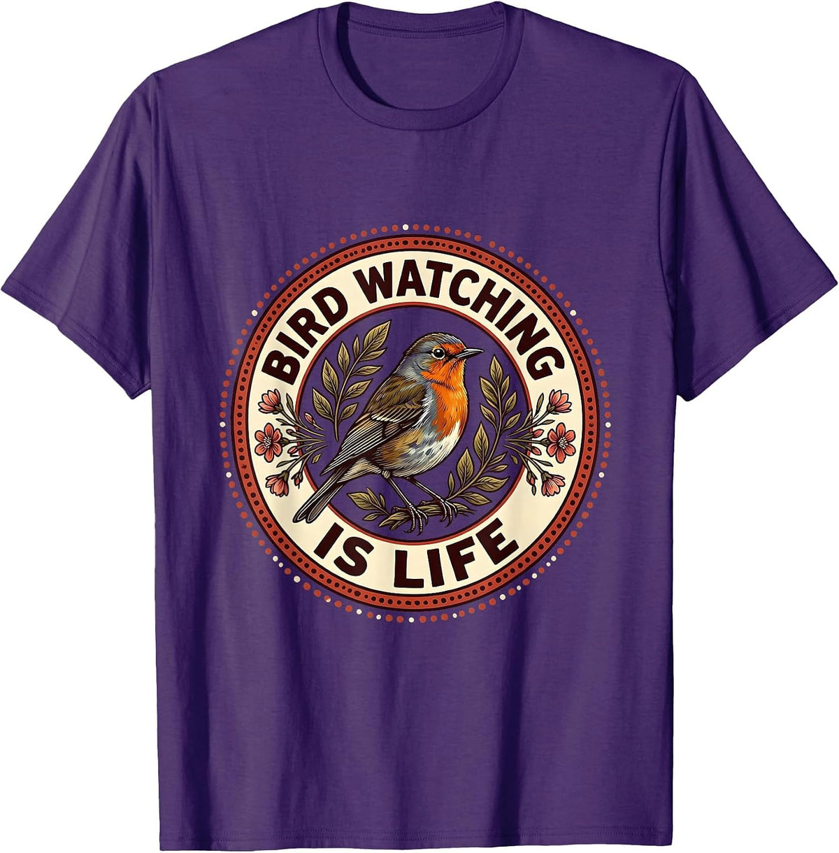 Bird Watching Is Life Birder Enthusiast Design T-Shirt - Purple