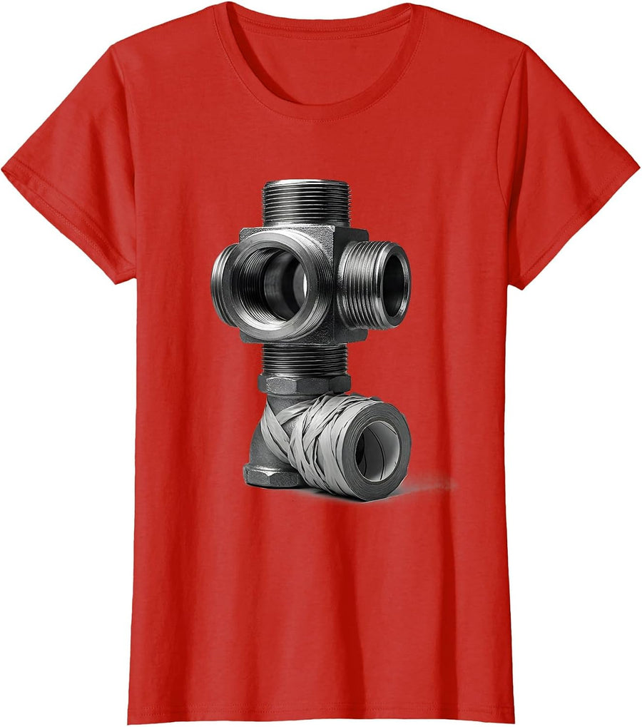Women's Pipe Union Plumbing Humor Plumber Dad Gift T-Shirt - Red