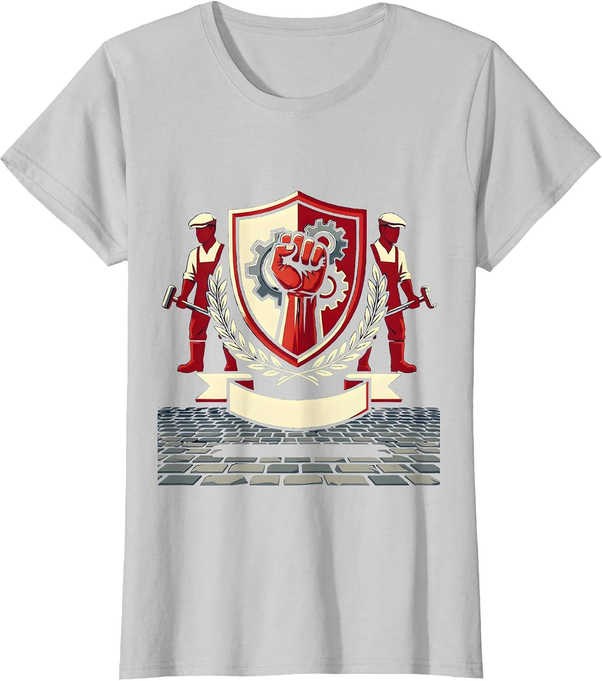 Labor Day Union Workers Historical March Graphic T-Shirt - Silver Grey