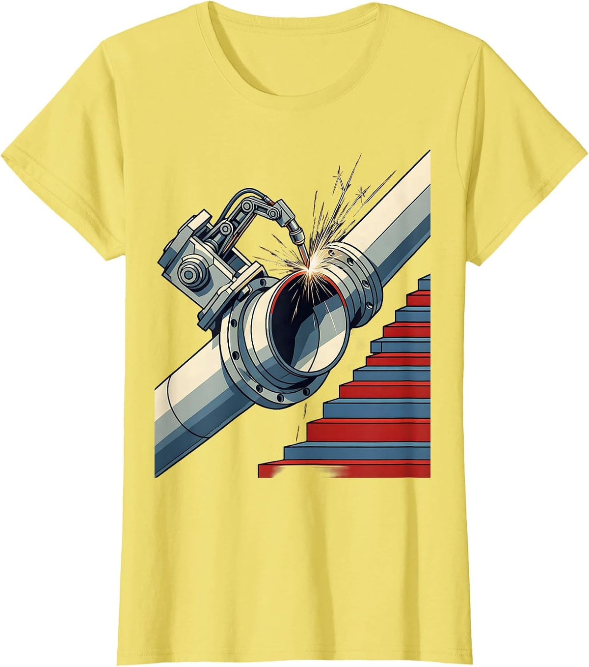 Pipe Welding Rotator Constructivist Poster Patriotic T-Shirt - Lemon Yellow