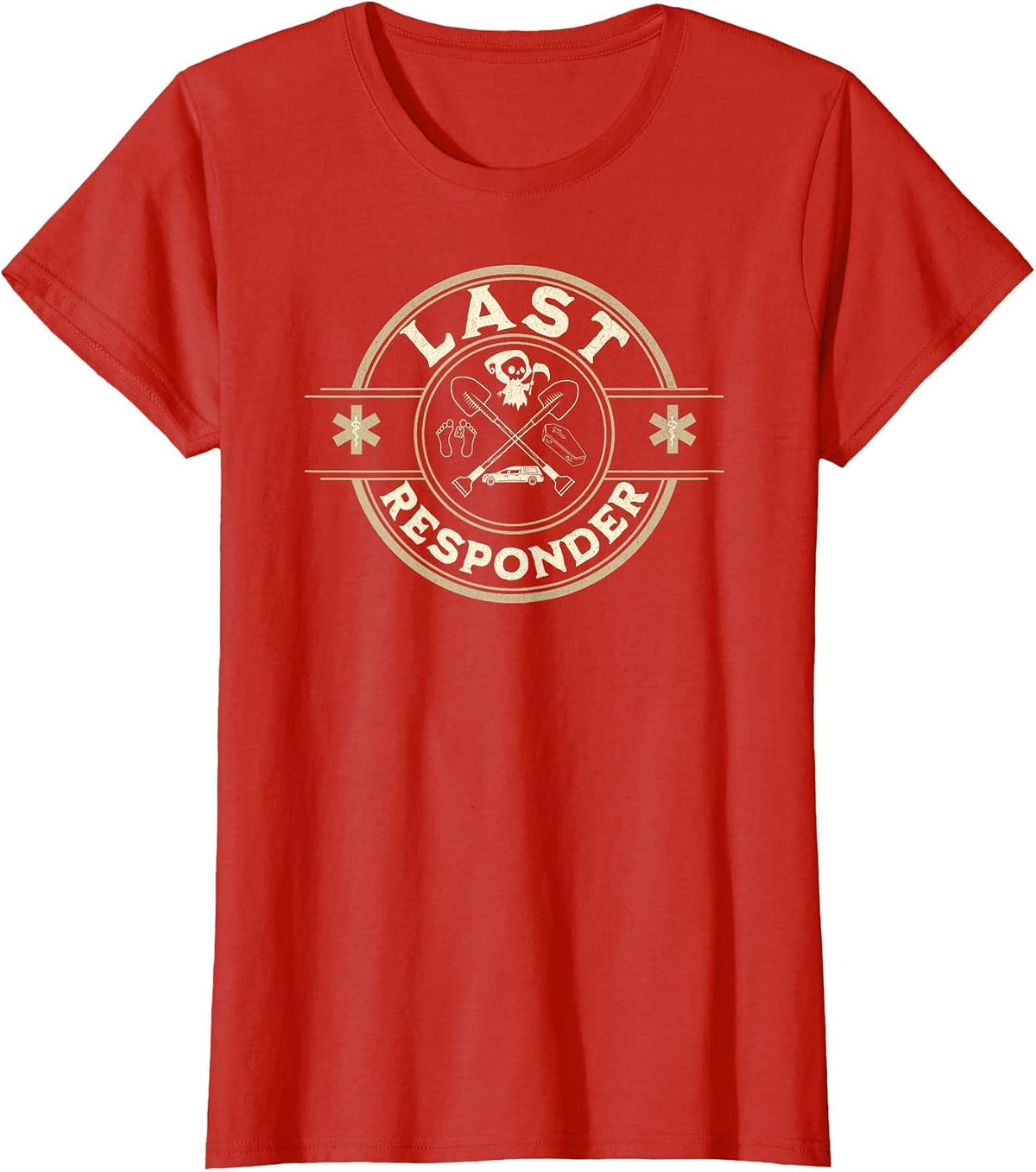 Grim Reaper Funny Dark Meme Mortician Last Responder Vintage T-Shirt - Red