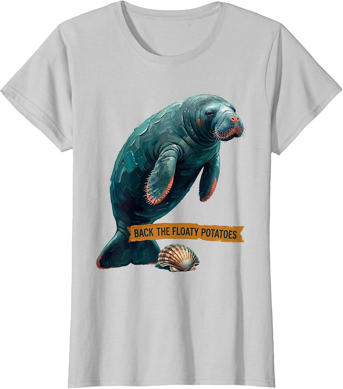 Back The Floaty Potatoes Funny Manatee Sea Animal Lover T-Shirt - Silver Grey