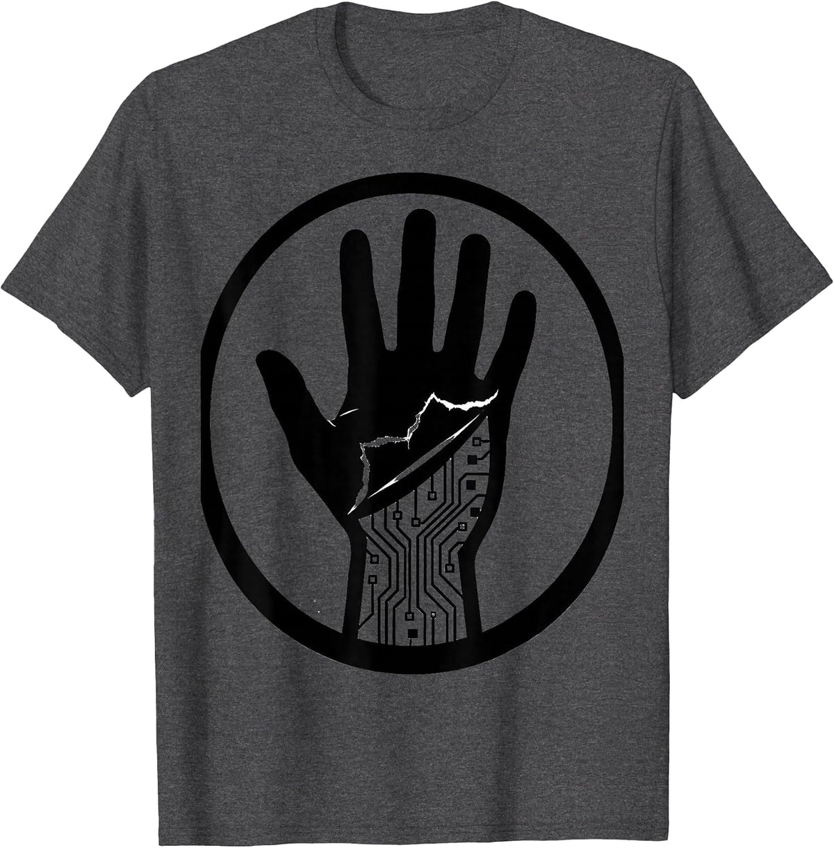 Circuitry Beneath the Skin Graphic Design T-Shirt - Dark Heather Grey