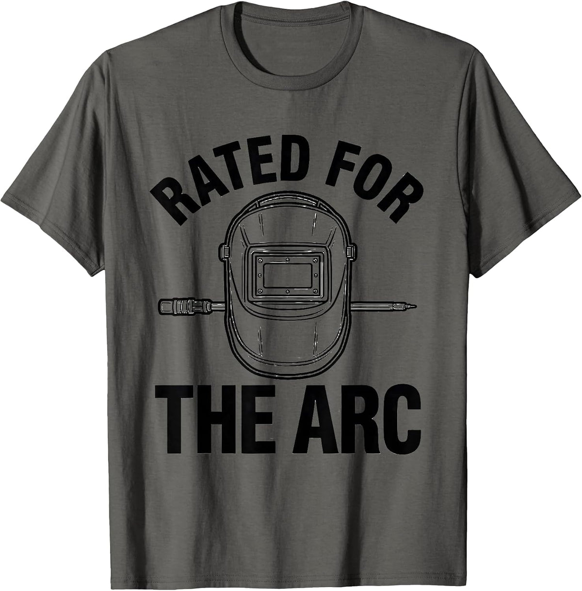 Rated For The Arc Funny Welder Skeleton Humor Metal Worker T-Shirt - Asphalt Grey